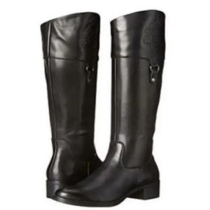 New! Franco Sarto Clarity knee high block heel black leather boots Size 6